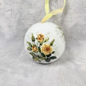 Vintage Porcelain Pomander Ball Floral Roses Made in Japan Hanging Decor